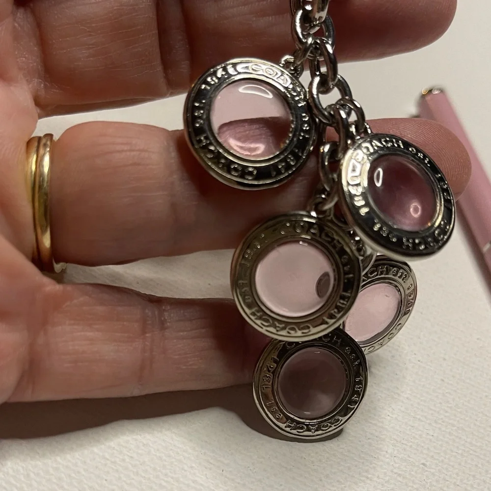 Coach Pink Keychain with Silver Accents and a Pink Coach Pen - Picture 2 of 5